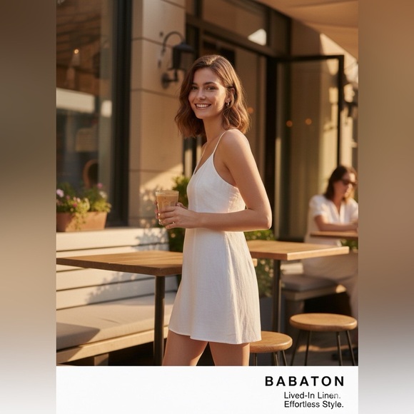 Babaton Dresses & Skirts - Babaton White Linen Blend Mini Dress size 2